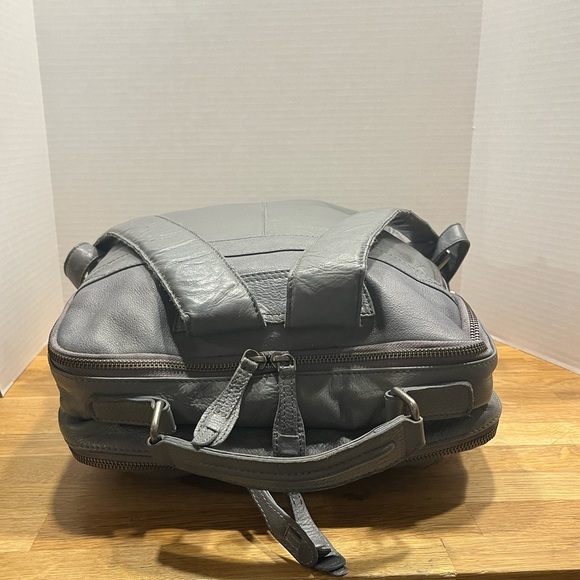 Free People East End Gray Leather Backpack Laptop Bag Carryall Commuter Tote main image 14